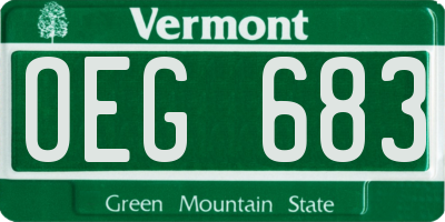 VT license plate OEG683