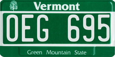 VT license plate OEG695