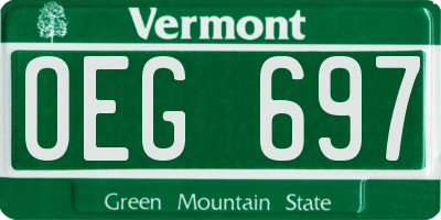 VT license plate OEG697