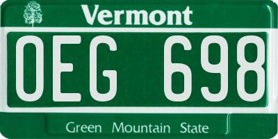 VT license plate OEG698