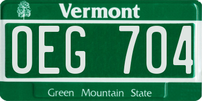 VT license plate OEG704