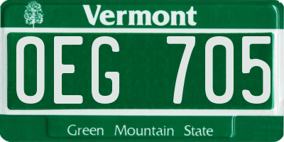 VT license plate OEG705