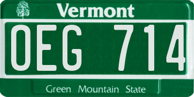 VT license plate OEG714