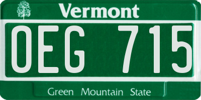 VT license plate OEG715