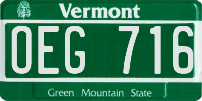 VT license plate OEG716