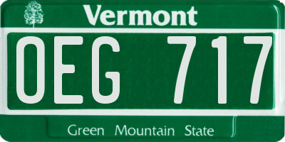 VT license plate OEG717