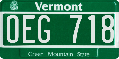 VT license plate OEG718