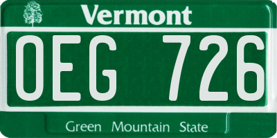 VT license plate OEG726