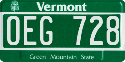 VT license plate OEG728