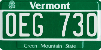 VT license plate OEG730