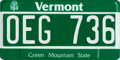 VT license plate OEG736