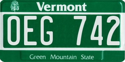 VT license plate OEG742