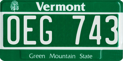 VT license plate OEG743