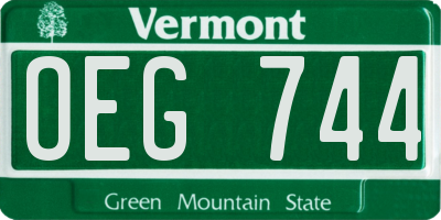 VT license plate OEG744