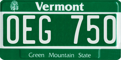VT license plate OEG750