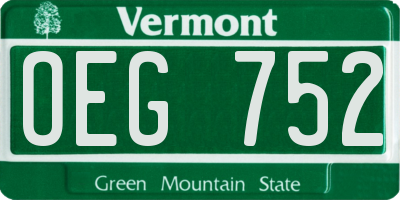 VT license plate OEG752