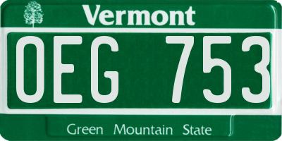 VT license plate OEG753