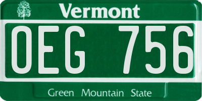 VT license plate OEG756