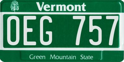 VT license plate OEG757