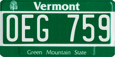VT license plate OEG759