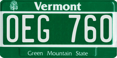 VT license plate OEG760