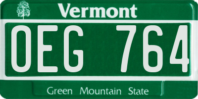 VT license plate OEG764