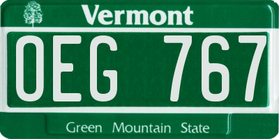 VT license plate OEG767
