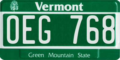 VT license plate OEG768