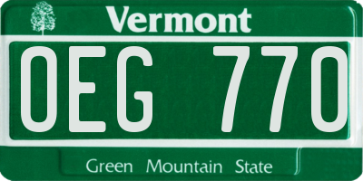 VT license plate OEG770