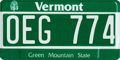 VT license plate OEG774