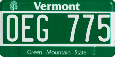 VT license plate OEG775