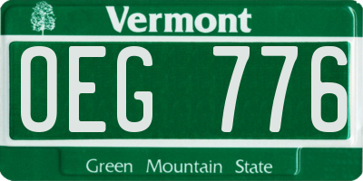 VT license plate OEG776