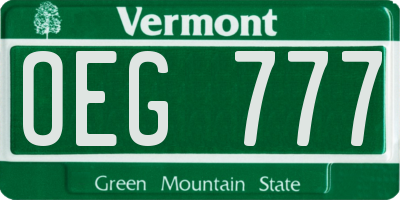 VT license plate OEG777