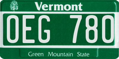 VT license plate OEG780
