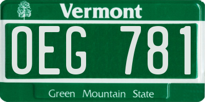 VT license plate OEG781
