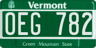 VT license plate OEG782