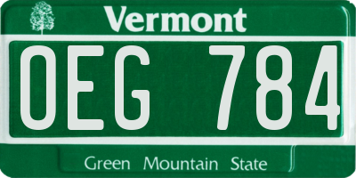 VT license plate OEG784