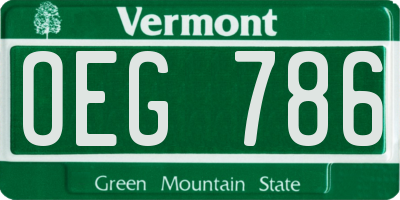 VT license plate OEG786