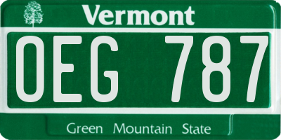 VT license plate OEG787