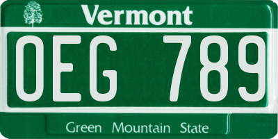VT license plate OEG789