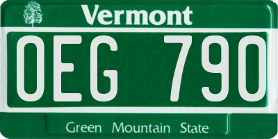 VT license plate OEG790