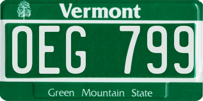 VT license plate OEG799