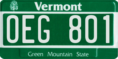 VT license plate OEG801