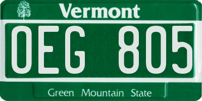 VT license plate OEG805
