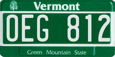 VT license plate OEG812