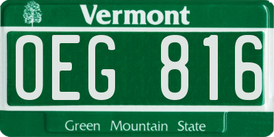 VT license plate OEG816