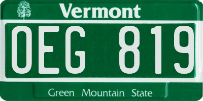 VT license plate OEG819