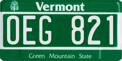 VT license plate OEG821