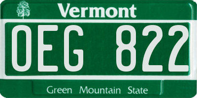 VT license plate OEG822