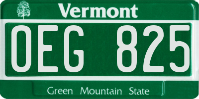 VT license plate OEG825